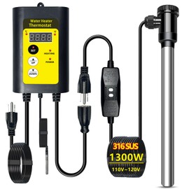 1300W Small Inflatable Pool Heater for Outdoor Mini Swimming Above/Inground Ground/Baptistry/Baptismal Pool, Portable 120V Submersible Bathtub Liquid Immersion Water Heaters