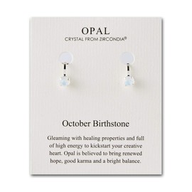 Philip Jones October (White Opal) Birthstone Clip On Earrings Created with Zircondia® Crystals