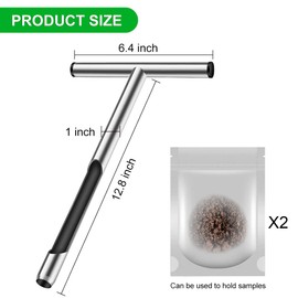 12 Inch Stainless Steel Soil Probe Rod with T Handle, Includes Soil Sample Kit, for Plant Care Lawn Garden Farm