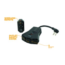 Woods 50126WD Outdoor Lighting Timer with Remote Control Countdown, 3 Grounded Outlets, Black (3-Outlet)