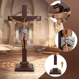 Vziimo Jesus Cross Building Set, Little Jesus Crucifix Building Block, Religious Creative Toys for Home Office Decor, Christian Toys Father Day Graduation Birthday Gifts for Teens Adult 14+ (588PCS)