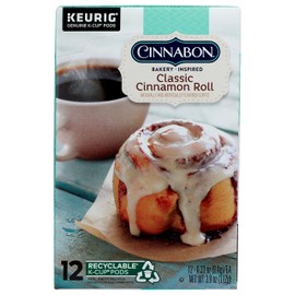 Cinnabon Classic Cinnamon Roll Keurig Single-Serve K-Cup Pods, Light Roast Coffee, 12 Count (Pack of 1)