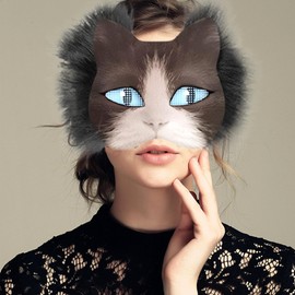 3Set Therian Mask Kit with Felt Fabric Eye Mesh False Wool Half Face Cat Mask Elastic Funny DIY Furry Mask Decoration Therian Mask Kit, Cat Mask, Furry Mask-