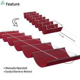 SunnyRoyal Retractable Replacement Pergola Canopy Shade Waterproof Wave U Shape Shade Cover Sail for Pergola Patio Yard Garden Deck Red 4' x 16'