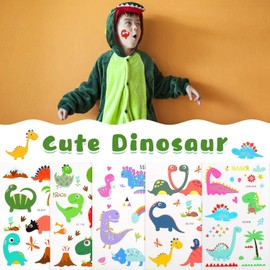 EKKONG Children's Tattoo Dinosaur Tattoo Set, Animal Football Tattoo Children, Waterproof Children's Tattoos Stickers for Party Bags Children's Birthday Party Festival, Boys Girls Children (15 Sheets)