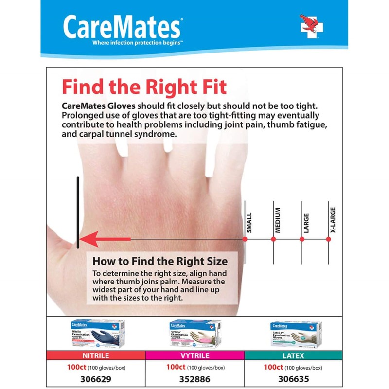 CareMates Latex Medical Exam Gloves, Powder Free, Extra Strong, 5