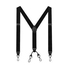 Y-back Suspender For Men, 43 Inch Elastic Adjustable Suspenders For Women Pants,Leather Suspenders For Adult (Black leather)