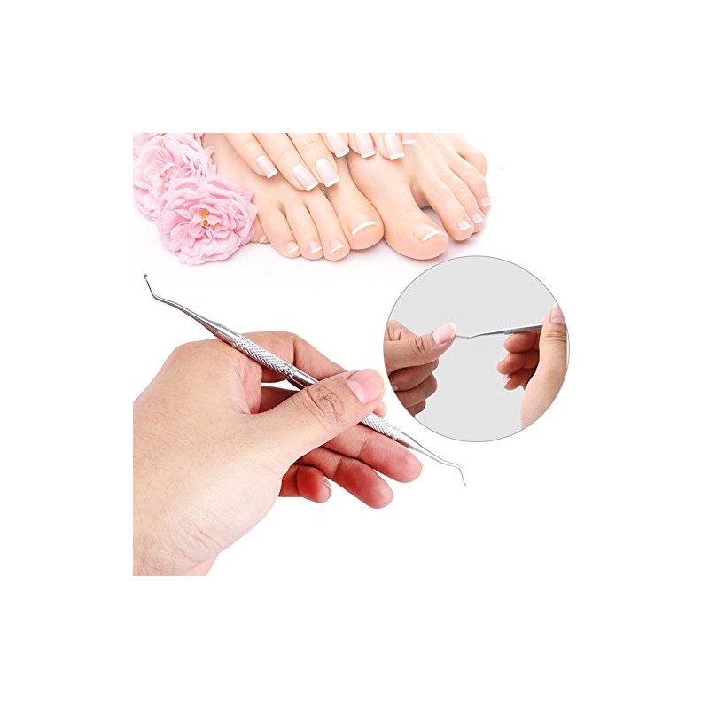 Herramienta de pedicura de terminación doble profesional, levanta uñas encarnadas,