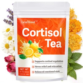 Leafroot Natural Cortisol Reducing Drink Tea for Men and Women Mental Clarity, Healthy Cortisol Levels Loose Leaf Tea with Ashwagandha, Stress & Mood Swing Reducer, Sleep Time Relaxation Teabags