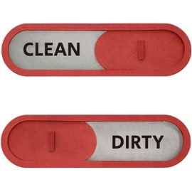 GEEKBEAR Clean Dirty Dishwasher Slider Sign (Red) - Made with Premium MDF Wood - Wood Slider Indicator with Bold Text