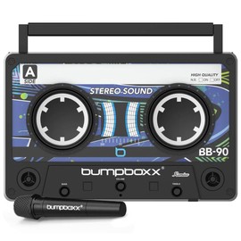 Bumpboxx Remixx Bluetooth Boombox Bluetooth Speaker with The Looks of a Cassette | Bringing Back The Retro Cassette Vibes | Includes Wireless Microphone | Onyx Black (Renewed)