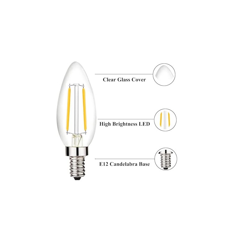 Beonllay 12 Volt LED Candelabra Bulbs E12 Base Light Bulb