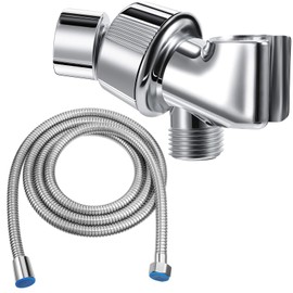 Mimorou 79 Inch Stainless Steel Shower Hose with Adjustable Arm Holder Shower Head Adjustable Replacement Hose Head Holder for Wall (Classic Style, Silver)
