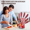 Knife Block Set,8-piece Kitchen Knife Set with Rotatable Storage Stand,