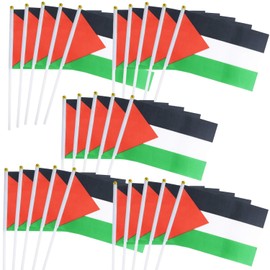 50 Pack Small Mini Palestine Flags On Stick DIY Palestinian Hand Waving Flags Banners Pennant Decoration for School Office Game Parade Sport Events, Festival Birthday Party Handheld Flags