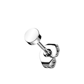 Bungsa Single Stud Earrings Unisex Silver Round 4 mm Titanium, Titanium, No Gemstone