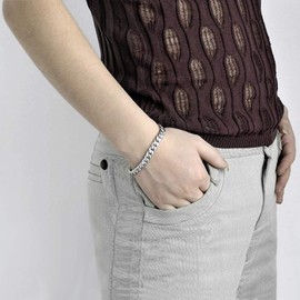 Fine Jewelry Men's 925 Sterling Silver Bracelet Classic 10MM 7 "8" 9 "10" Cuban Chain Hip Hop Style Accessories Safety Buckle (10)