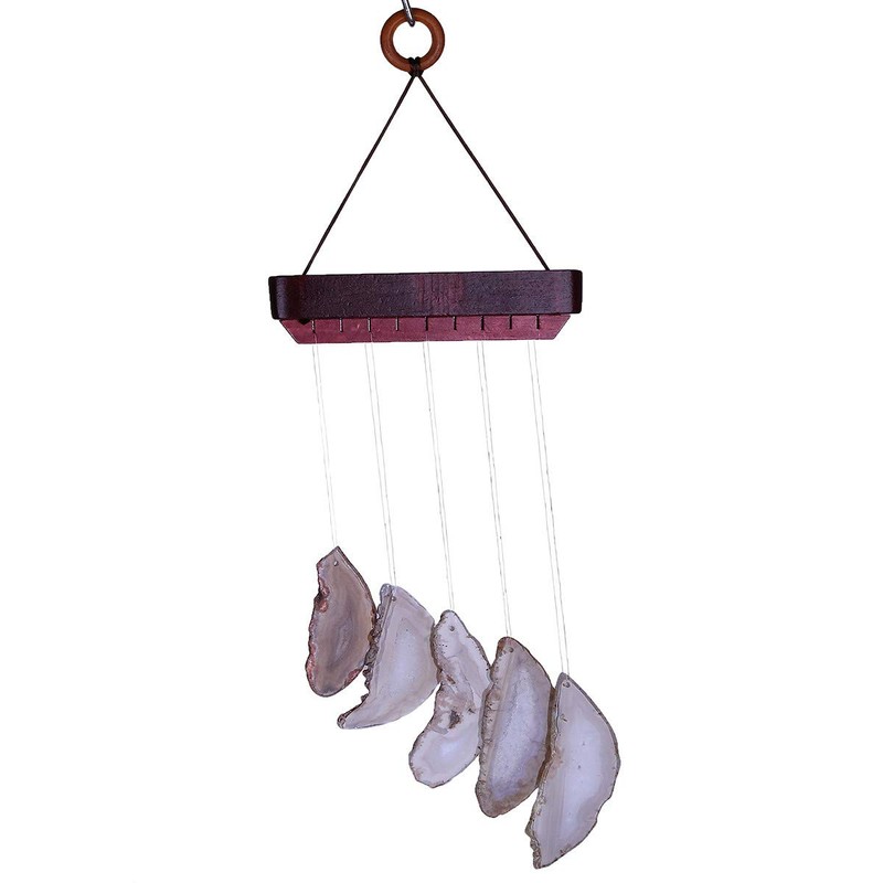 mookaitedecor Natural Agate Slices Wind Chimes for Home Garden Decoration