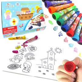 TINYMILLS Religious Christian Themed Stamper Color Marker Set - Set of 10