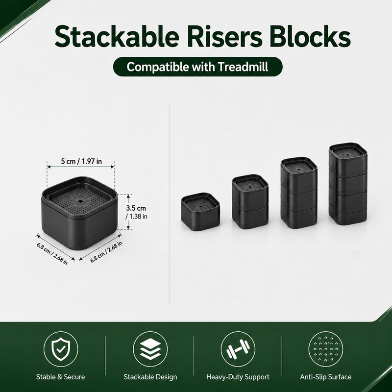 Heclia 6Pcs Stackable Treadmill Incline Riser Block Height Lift Blocks