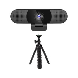 EMEET C980 Pro Full HD Webcam with Noise Reduction Microphone and Speakers Bundle with 10-Inch Flexible Spider Tripod (2 Items)