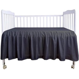 Crib Bed Skirt 28” x 52” with 14” Drop – Split Corners Dust Ruffle, Microfiber - Breathable, Durable, Elastic Adjustable Fit, Soft Nursery Bedding for Baby Boys & Girls, Dark Grey Solid