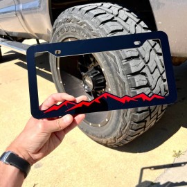 MOUNTAINS LICENSE PLATE FRAME COLOR CHOICE -HIKING-MOUNTAINS-CAMPING