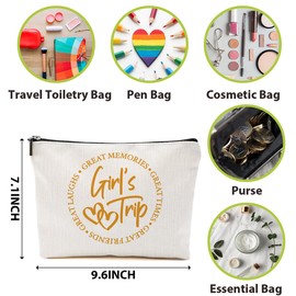 4 Pcs Girls Trip Gifts Favors, Girls Weekend Gifts Makeup Bag, Bestie Gifts Weekend Bag Toiletry Bag with Liner, Vacation Cosmetic Bag, Friendship Gifts for Women Friends Sister, Graduation Gifts