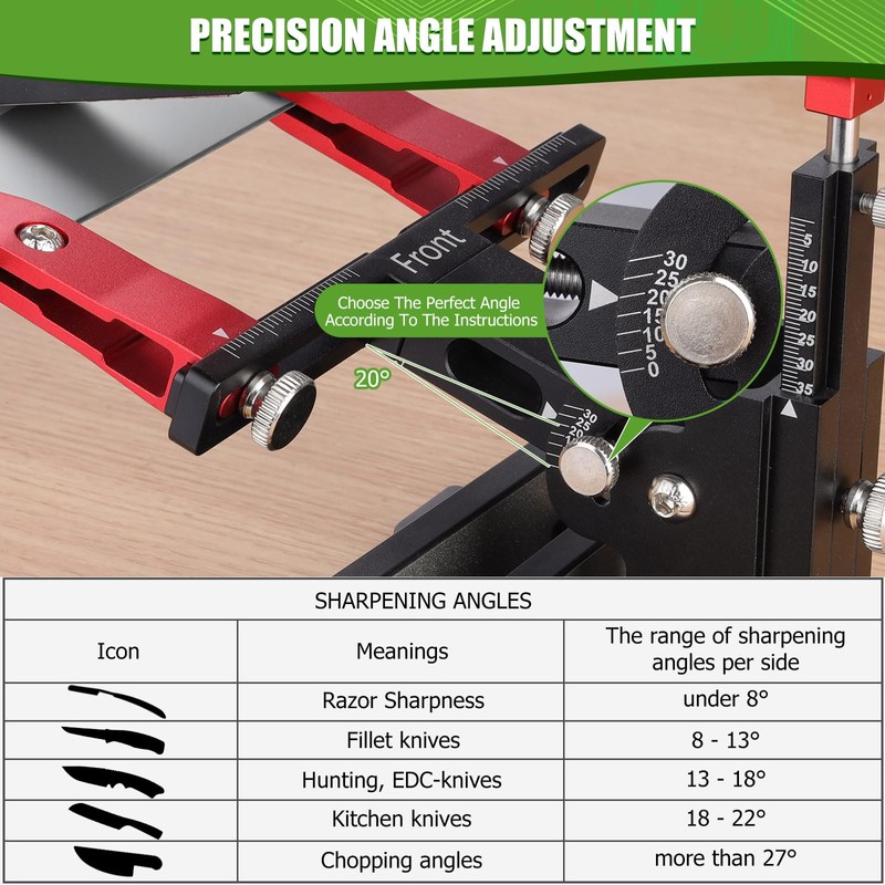 Poiyham Adjustable Knife Sharpener Tool, Professional Knife Sharpening System Kit,