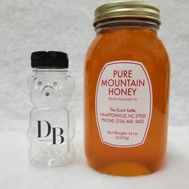 Pure Mountain Honey for The Dutch Kettle 44 Oz. Quart with Honey Bear Bottle