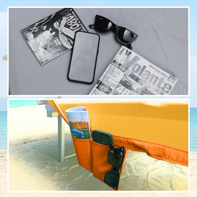 o-day Microfibre Beach Towel with Side Pockets, Inflatable Headrest, 190