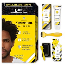 CLEVERMAN Kit De Tinte Para Cabello Y Barba Para Hombres, Tinte Reutilizable Todo En Uno Para El Cabello, Cobertura Natural De Canas, Tinte Para Barba