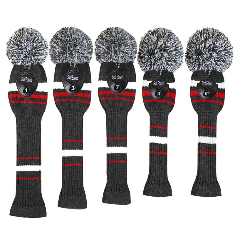 Scott Edward Golf Headcovers 5Pcs for Driver*1 Fairway*2 Hybrid*2,Knitted Elastic