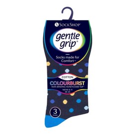 6 Pairs mens gentle grip no elastic socks 6-11 uk, 39-45 eur Assorted colours (MGG562)