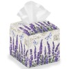 DELORIGIN Lavender Tissue Box Holder, Flower Square Tissue Box Cover