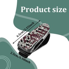 WINUERK 2PCS Bling Sunglasses Holder for Car Sun Visor, Handcrafted Crystal Rhinestones Fashion Car Sunglasses Mount with Ticket Card Clip, Universsal Visor Accessories for Women Girls (Multicolour)