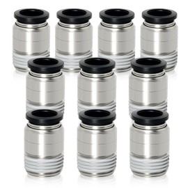 TAILONZ PNEUMATIC Round Male Straight 8mm Tube OD x 1/2 Inch BSP Thread Push to Connect Fittings POC8-04 (Pack of 10)