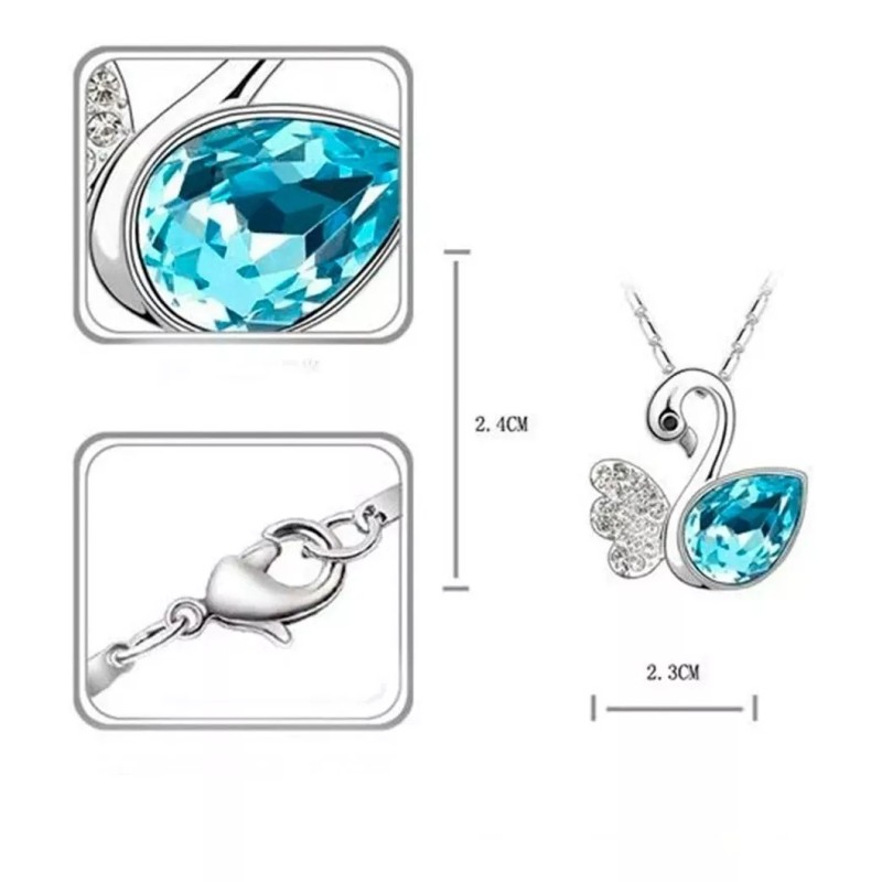 Veraly Conjunto Collar De Cisne Y Aretes Cristal Austriaco Full