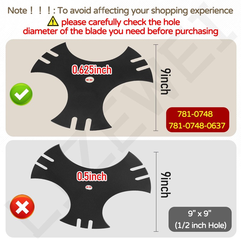 Universal 9" x 9" Edger Blade (5/8" Center Hole), 3-Side