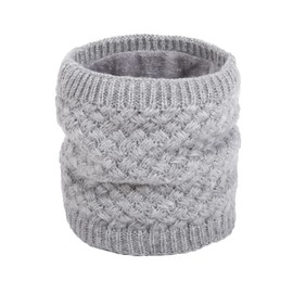 Winter Neck Warmer, Thermal Snood Scarf Fleece Lined, Unisex Thick Knitted Circle Scarf Winter Warm Neck for Mens Womens Sports Neck Gaiter Snood Face Mask Warm Winter Snood Scarf Grey