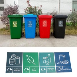 SING F LTD 16pcs Recycle and Trash Sign Decals Self Adhesive Recycling Bin Stickers 150mm x 100mm for Trash Can and Areas of Recycling