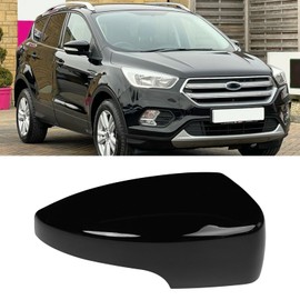 OWITAT Compatible with 2012-2018 Ford Focus RS ST MK3 Kuga Escape EcoSport C-Max S-Max Mirror Cover With With Turn Signal Light, Right Passenger Side Mirror Cap With Turn Signal, Glossy Black