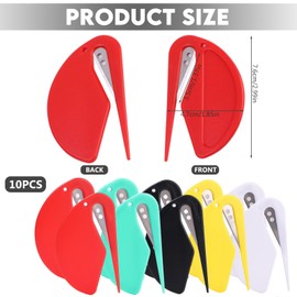 Pack of 10 Envelope Openers, Plastic Slitter, Small Envelope Opener, Efficient Letter Opener Tool for Wrapping Mail and Paper (Red, Green, Yellow, Black, White)