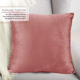 Nestl Throw Pillow Inserts Pack of 2 with Velvet Soft Solid Decorative Square Throw Pillow Covers Set for Sofa Couch Car Bedroom with 26X26 Throw Pillows Inserts with Cushion Covers, Misty Rose