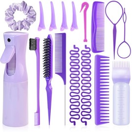 DUAIU Cepillo para Cabello, Juego de 17 Peines para Peinar el Cabello, Peine Cola de Rata, Cepillo para bordes, Botella pulverizadora para Mujeres, Niñas, Peines, kit para Peinar Niñas