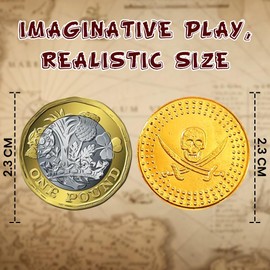 ASPIRE UK 120 Pirate Coins for Kids Gold Treasure Hunt Props Party Favors, Game Tokens, Pirate Theme Decorations and Costume Accessories