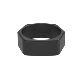 QALO Men & Women's Rubber Silicone Ring, Lake Rubber Unisex Wedding Band, Breathable, Durable Engagement Silicone Ring, 9mm Wide 2mm Thick, Black, Size 4
