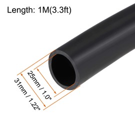 sourcing map Lubricating Oil Hose, 25mm(1") ID x 31mm(1 1/4") OD 3.3ft Rubber Water Hose Tubing Black