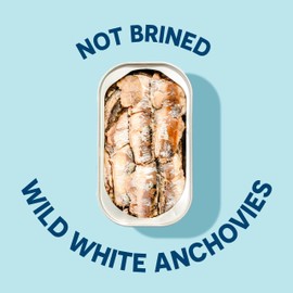 Wild Planet Wild White Anchovies in Extra Virgin Olive Oil, Tinned Fish, 4.4 Ounce, Pack of 12