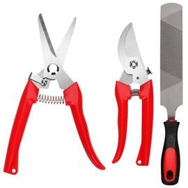 PEUTIER 3pcs Goat Hoof Trimmers and File, Nail Clippers for Goats Hoof Nippers Curved/Straight Head Sheep Hoof Trimming Shears Hoof Rasp Horseshoe File for Goat Sheep Lamb Pig Animal Hooves (Red)